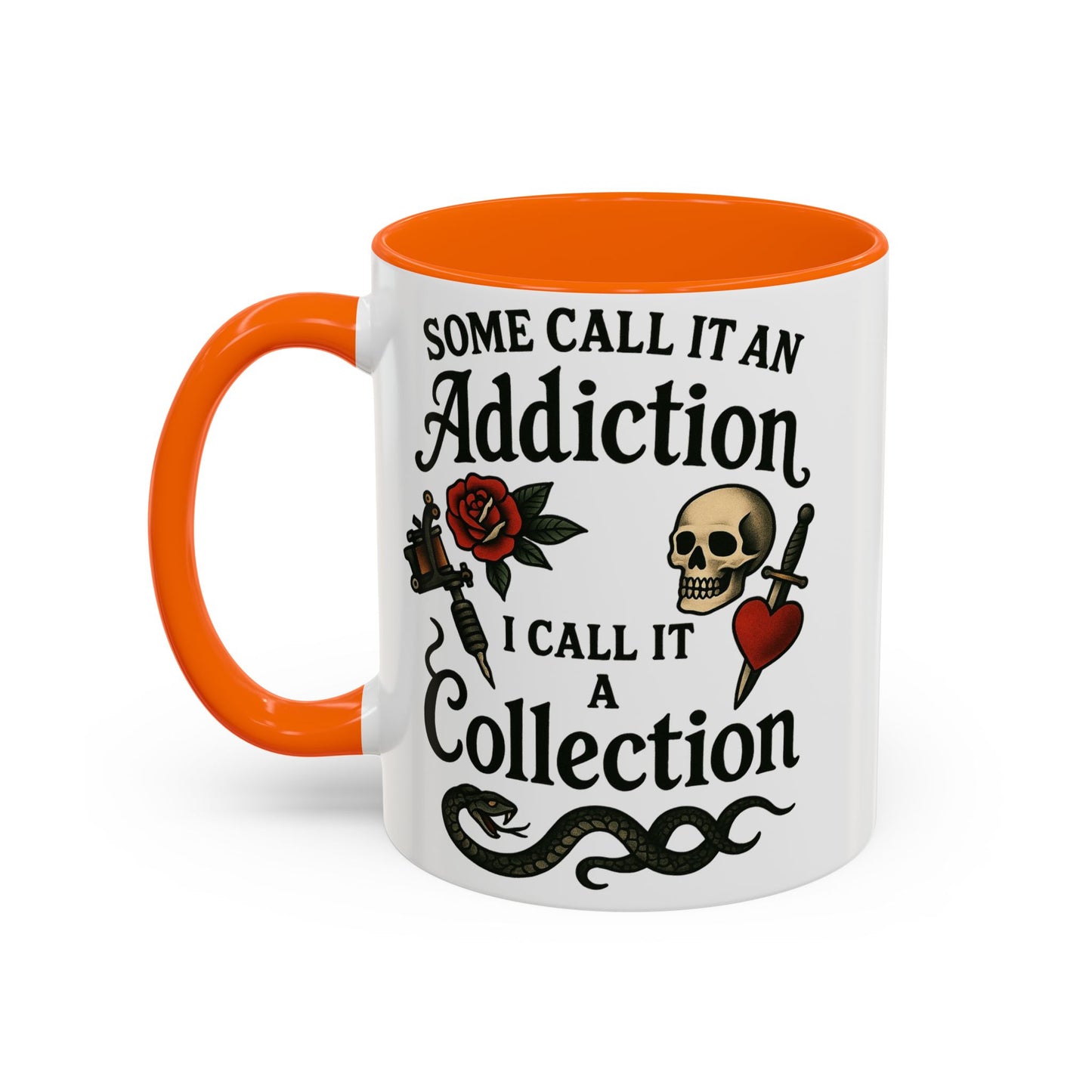Tattoo Addiction Coffee Mug - Unique Gift, Skulls & Roses Design, Perfect for Collectors, Gothic Decor