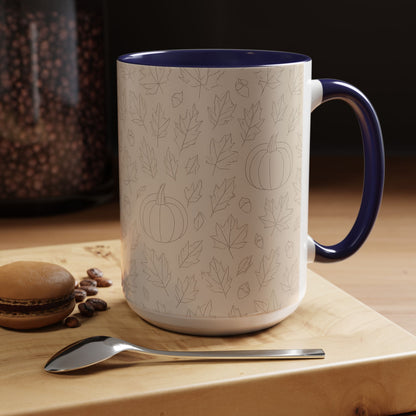 Autumn Leaves Accent Coffee Mug | Fall Decor, Pumpkin Lovers Gift, Cozy Mornings, Seasonal Kitchenware, Ideal for Thanksgiving
