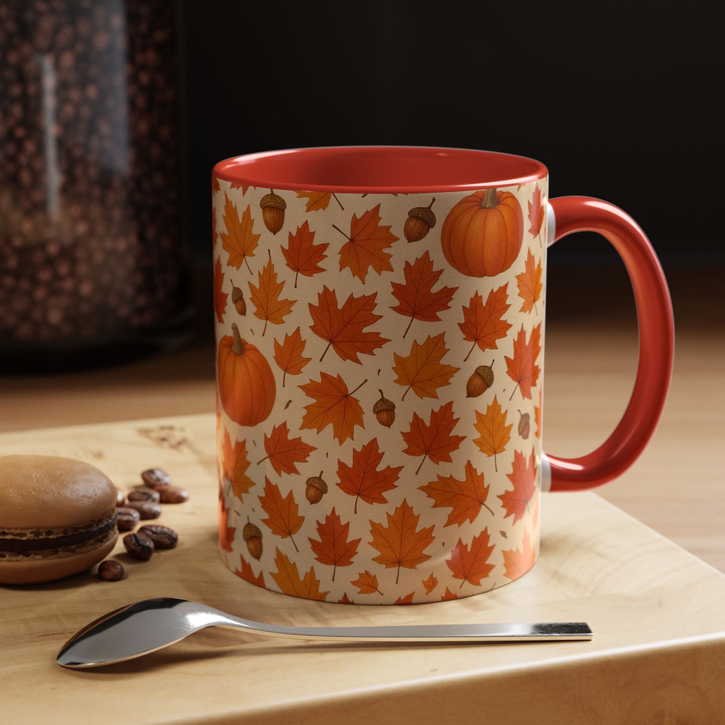 Autumn Leaves Coffee Mug, Pumpkin Mug, Fall Decor, Seasonal Gift, Nature Lover Mug, Cozy Kitchenware