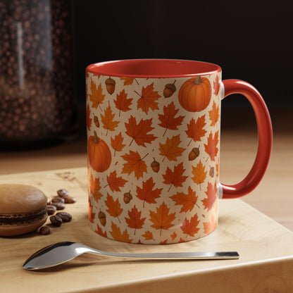 Autumn Leaves Coffee Mug, Pumpkin Mug, Fall Decor, Seasonal Gift, Nature Lover Mug, Cozy Kitchenware
