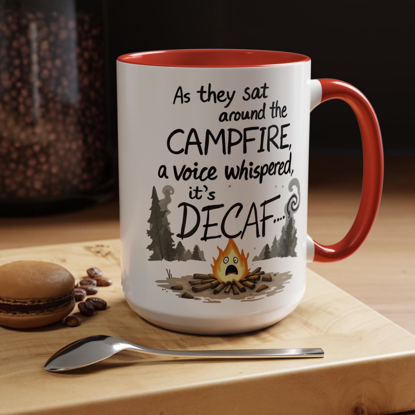Scary Campfire Decaf Story Coffee Mug - Fun Gift for Outdoor Lovers, Camping, Hiking