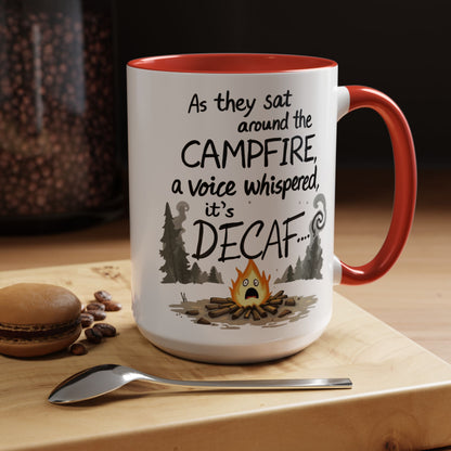 Scary Campfire Decaf Story Coffee Mug - Fun Gift for Outdoor Lovers, Camping, Hiking