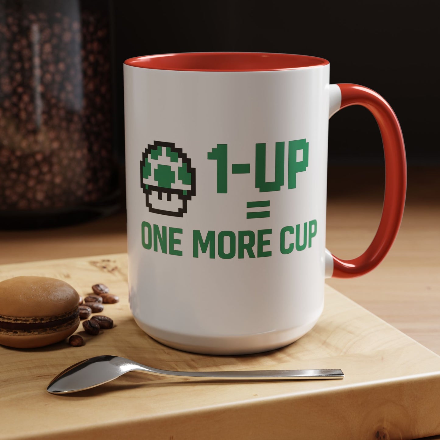 Retro Gaming Coffee Mug, 1-Up Mushroom Cup, Perfect Gift for Gamers, Funny Office Mug, Video Game Lover, Unique Birthday Present