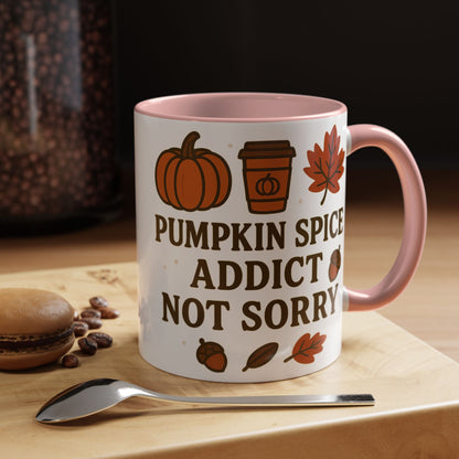 Pumpkin Spice Addict Coffee Mug, Cozy Fall Gift for Coffee Lovers, Autumn Decor, Cute Mug for Thanksgiving