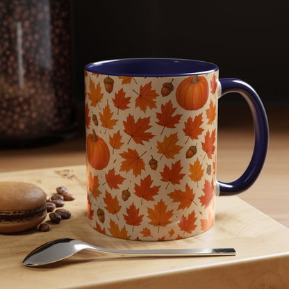 Autumn Leaves Coffee Mug, Pumpkin Mug, Fall Decor, Seasonal Gift, Nature Lover Mug, Cozy Kitchenware