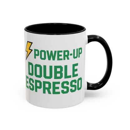 Power-Up Double Espresso Coffee Mug | Energizing Drinkware for Coffee Lovers, Gift for Baristas, Morning Motivation, Kitchen Decor