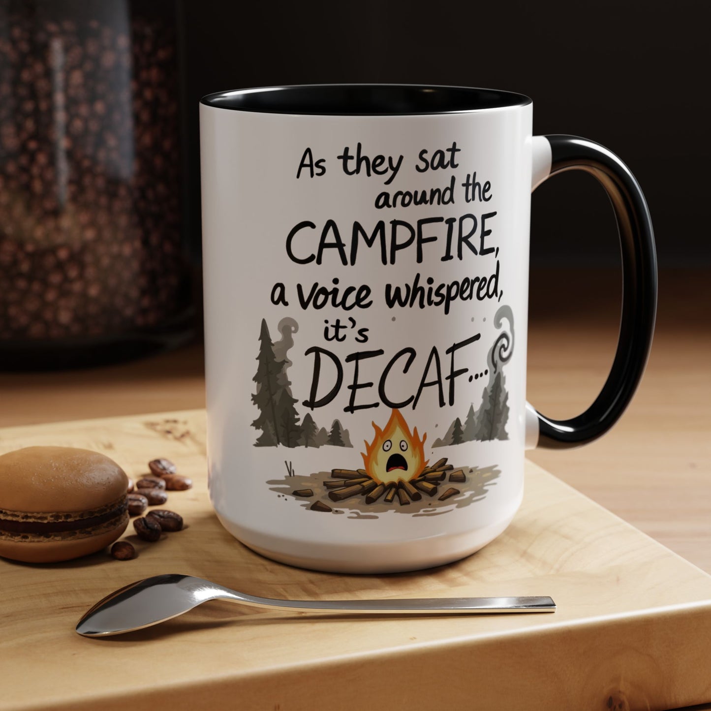 Scary Campfire Decaf Story Coffee Mug - Fun Gift for Outdoor Lovers, Camping, Hiking