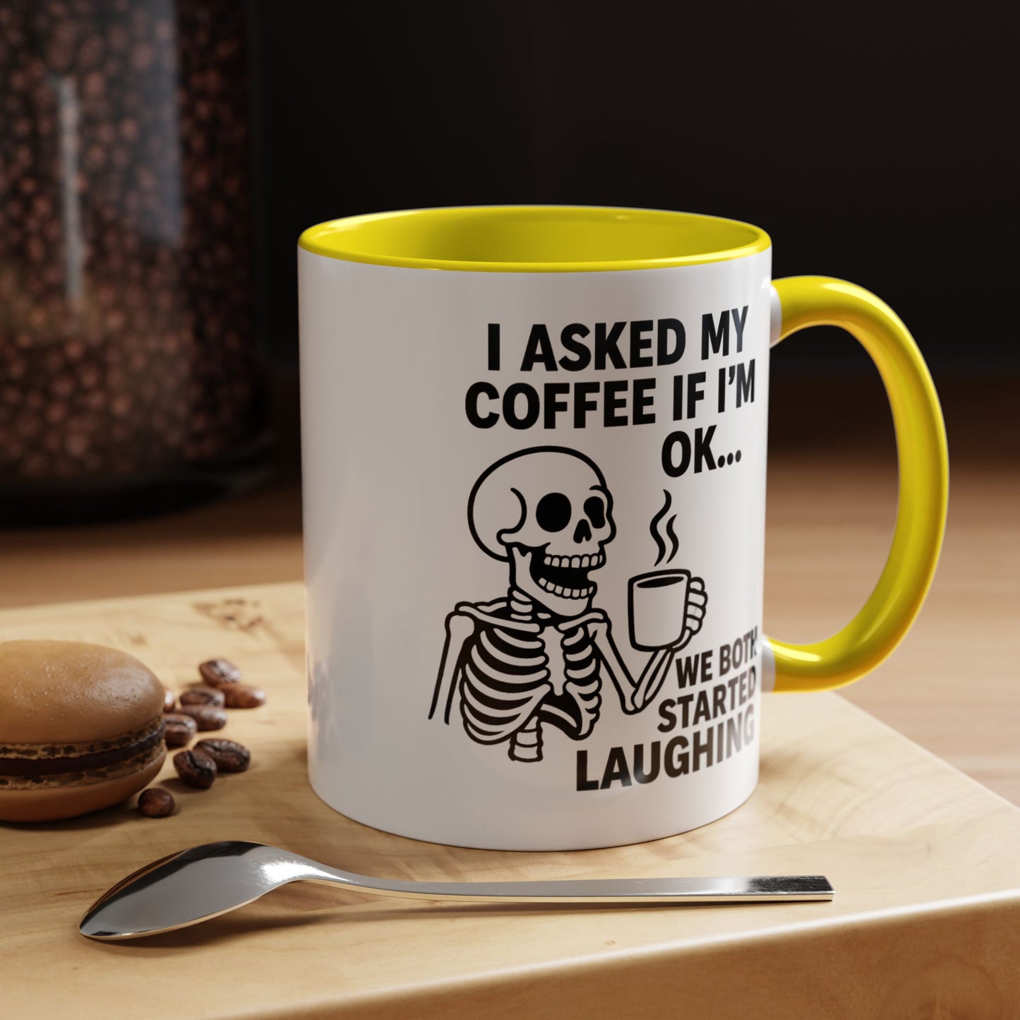 Funny Skeleton Coffee Mug, Halloween Gift, Cute Skeleton Amor, Office Mug, Day of the Dead Coffee Cup