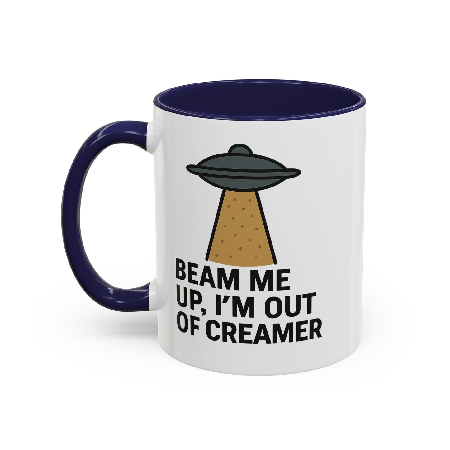 Funny Space-Themed Coffee Mug, Humorous Gift for Coffee Lovers, Out of Creamer, Alien Design, Quirky Kitchenware