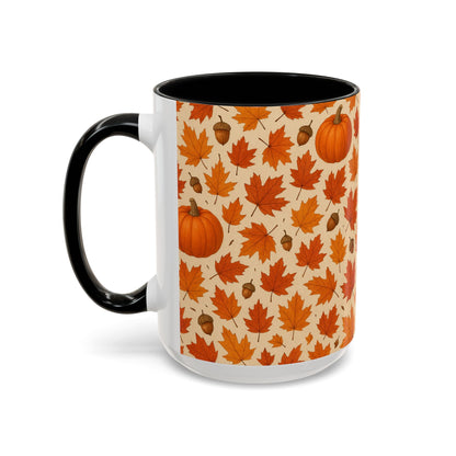 Autumn Leaves Coffee Mug, Pumpkin Mug, Fall Decor, Seasonal Gift, Nature Lover Mug, Cozy Kitchenware