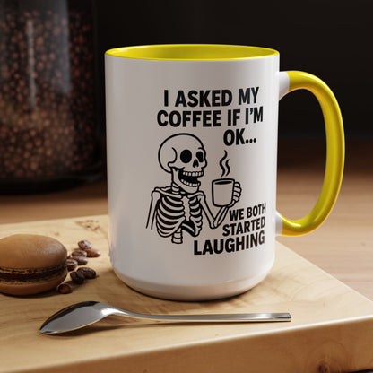 Funny Skeleton Coffee Mug, Halloween Gift, Cute Skeleton Amor, Office Mug, Day of the Dead Coffee Cup