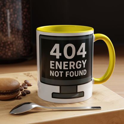 Humorous 404 Energy Not Found Coffee Mug, Funny Gift for Programmers, Unique Office Mug, Tech Lover's Gift, Coffee Lovers Mug