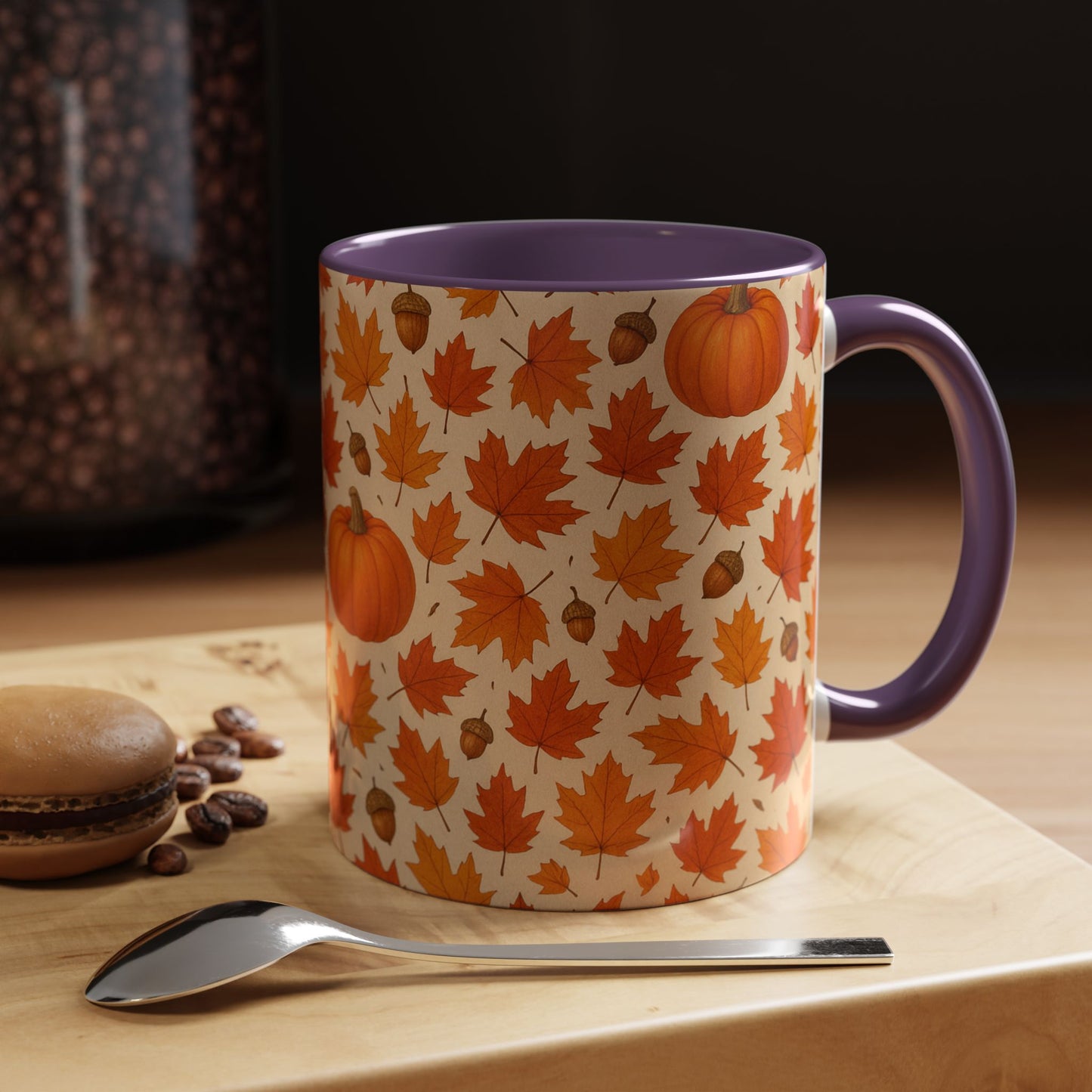 Autumn Leaves Coffee Mug, Pumpkin Mug, Fall Decor, Seasonal Gift, Nature Lover Mug, Cozy Kitchenware