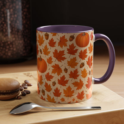 Autumn Leaves Coffee Mug, Pumpkin Mug, Fall Decor, Seasonal Gift, Nature Lover Mug, Cozy Kitchenware