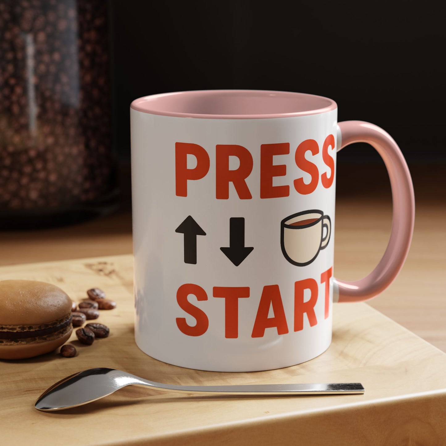 Press Start Retro Gamer Design, Fun Gifts for Gamers, Office Essentials, Tea Lovers, Unique Home Decor