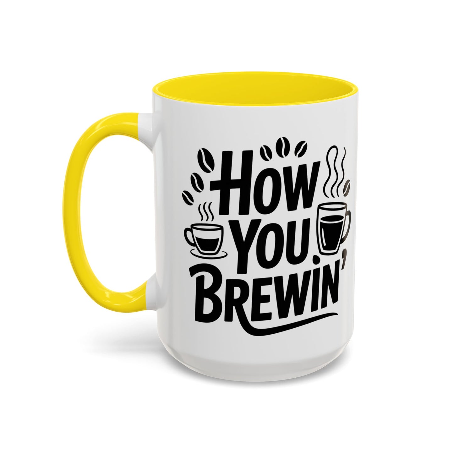 How You Brewin' Coffee Lover's Accent Mug -  Perfect for Daily Coffee Ritual, Birthday Gift