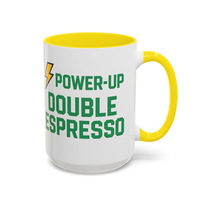 Power-Up Double Espresso Coffee Mug | Energizing Drinkware for Coffee Lovers, Gift for Baristas, Morning Motivation, Kitchen Decor