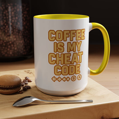 Coffee is My Cheat Code, Game Themed Gift, Funny Mug for Gamers, Gaming Accessory, Birthday Gift for Him