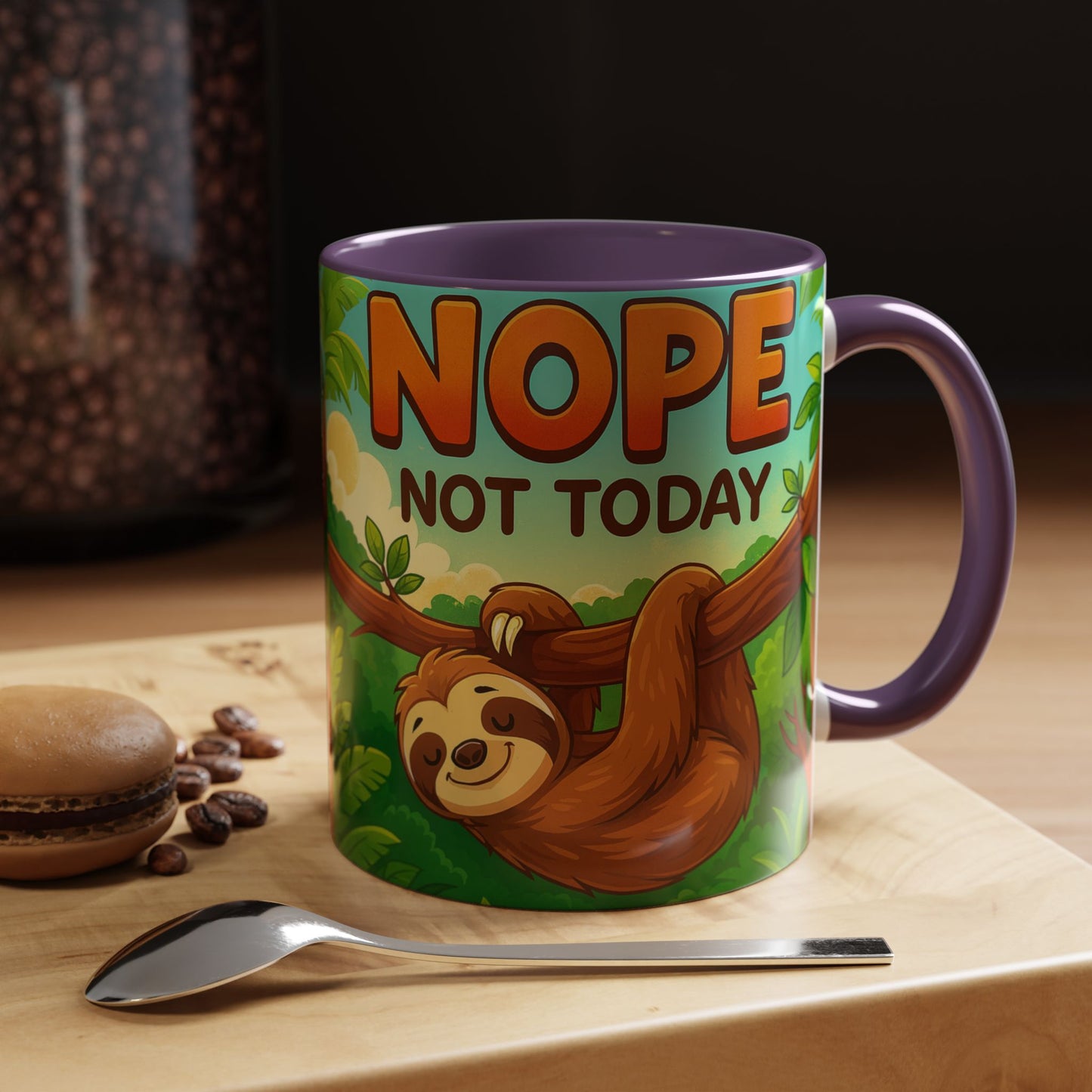 Sloth Nope Not Today-Themed Coffee Mug, Humorous Accent Mug for Animal Lovers, Perfect for Birthdays