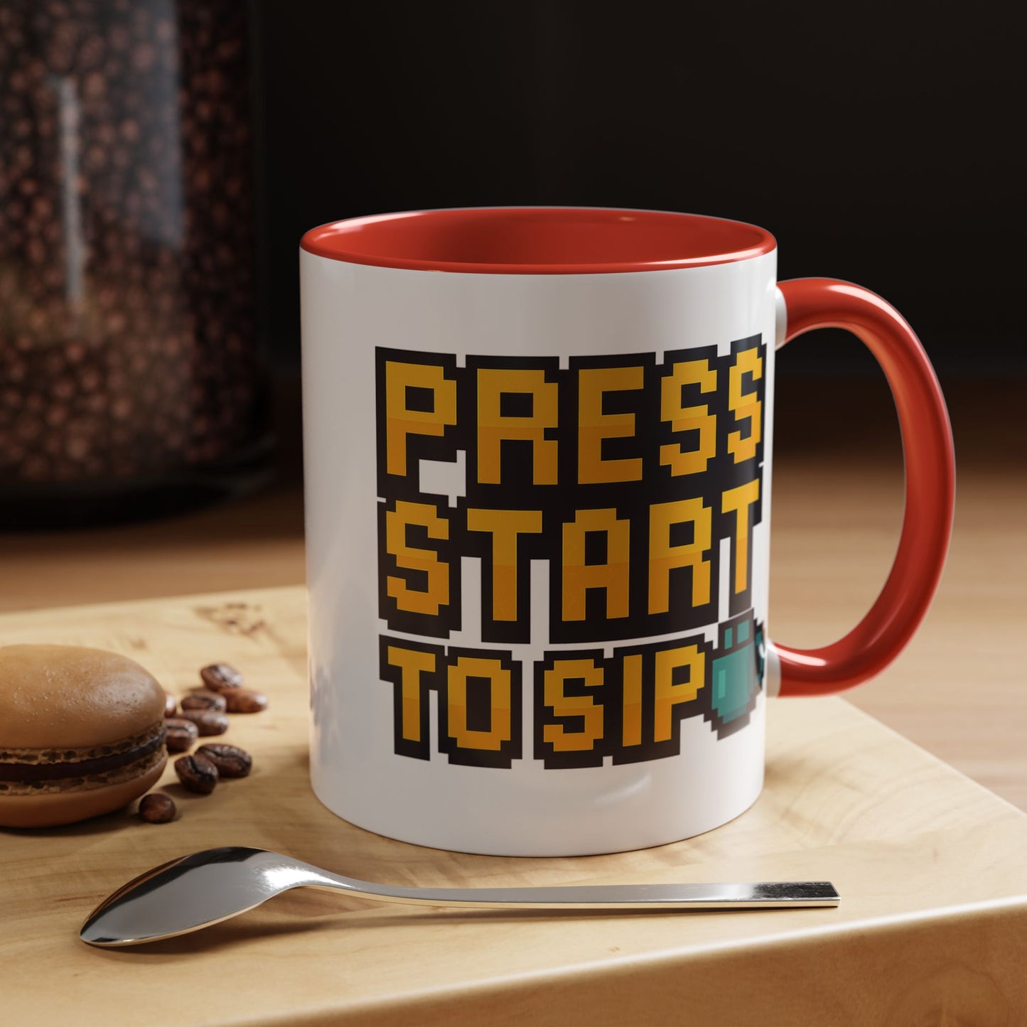 Gamer Coffee Mug, Press Start To Sip, Video Game Gift, Fun Kitchenware, Gaming Decor, Retro Style Mug