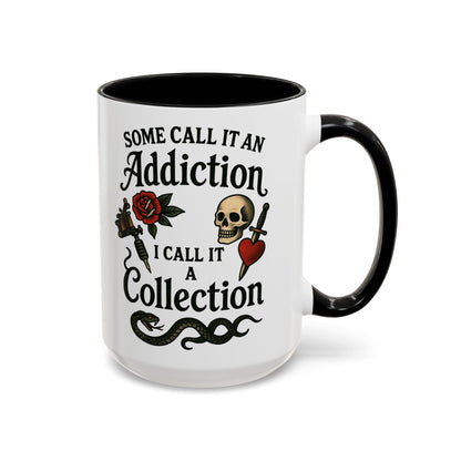 Tattoo Addiction Coffee Mug - Unique Gift, Skulls & Roses Design, Perfect for Collectors, Gothic Decor