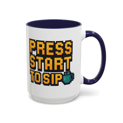 Gamer Coffee Mug, Press Start To Sip, Video Game Gift, Fun Kitchenware, Gaming Decor, Retro Style Mug