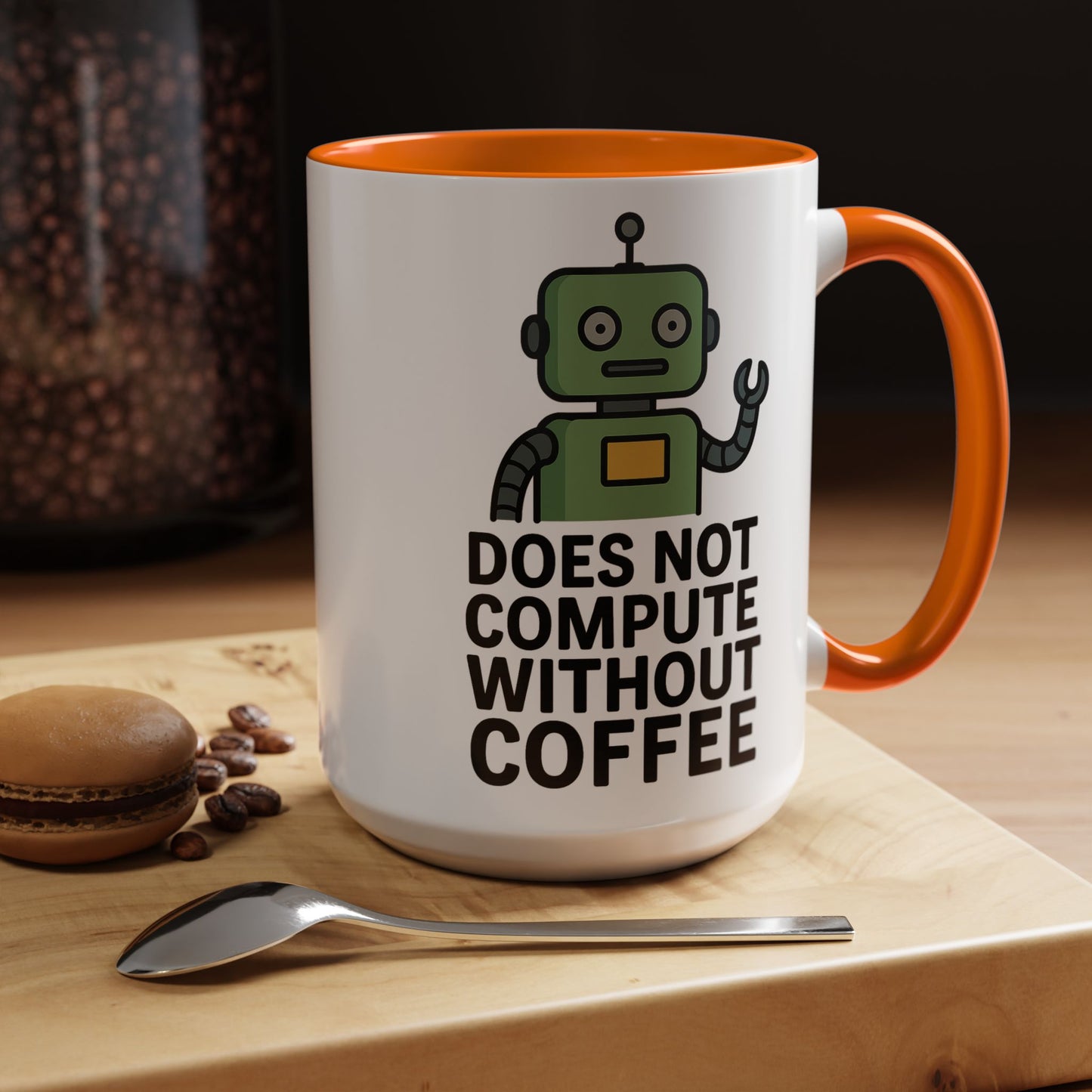 Funny Robot Coffee Mug | Does Not Compute Without Coffee | Gift for Tech Lovers, Office Humor, Geeky Kitchen Decor