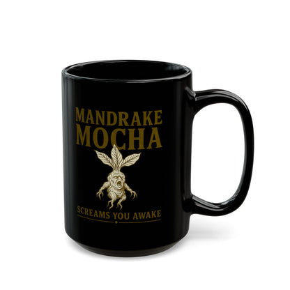 Mandrake Mocha Mug, Coffee Lover Gift, Black Mug for Halloween, Unique Drinkware, Funny Kitchen Decor