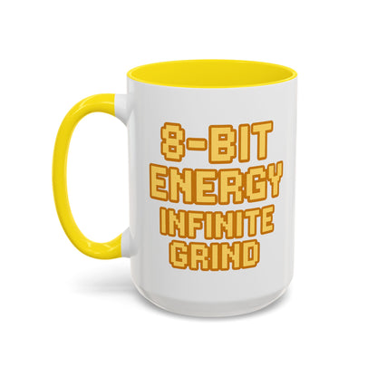 8-Bit Energy Infinite Grind, Cool Gaming Gift, Retro Video Game Cup, Perfect for Gamers, Fun Office Mug