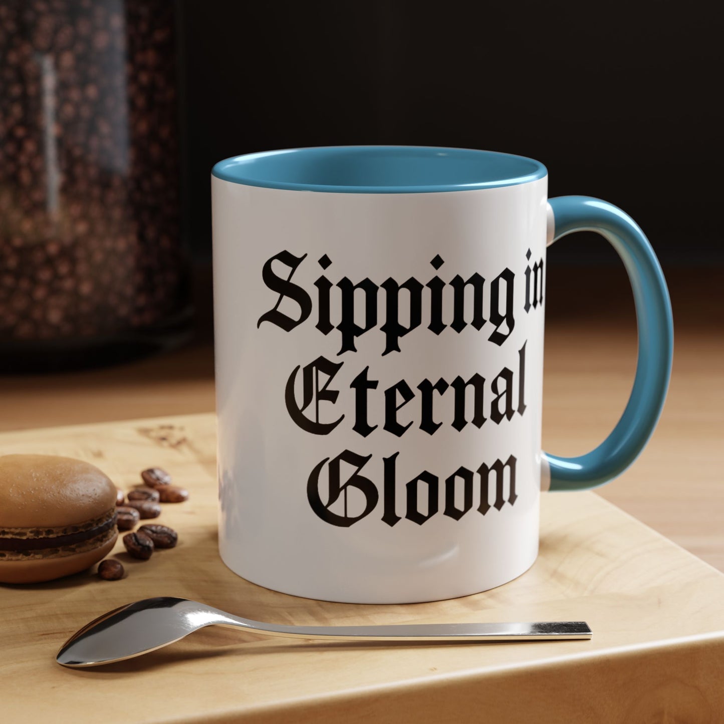Eternal Gloom Accent Mug - Gothic Coffee Cup, Dark Aesthetic Drinkware, Unique Gift for Halloween, Home Office Decor, Quote Mug