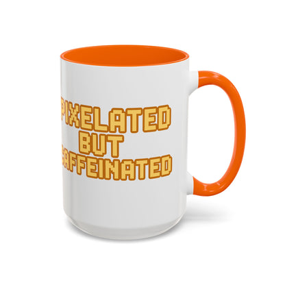 Pixelated Caffeinated Coffee Mug | Gamer Gift, Cute Coffee Cup, Retro Style Mug, Unique Gift for Him/Her, Home Office Decor