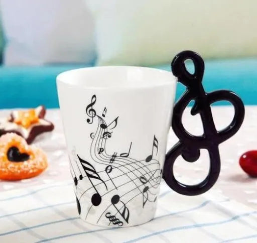 Music Notes with Instrument Handle ceramic mug porcelain cup - Mug World