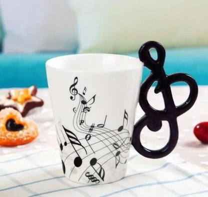 Music Notes with Instrument Handle ceramic mug porcelain cup - Mug World