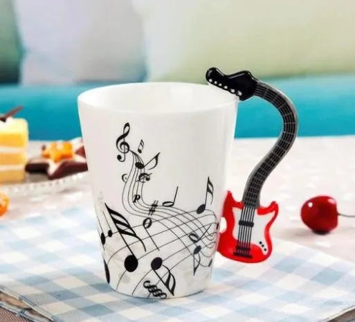 Music Notes with Instrument Handle ceramic mug porcelain cup - Mug World