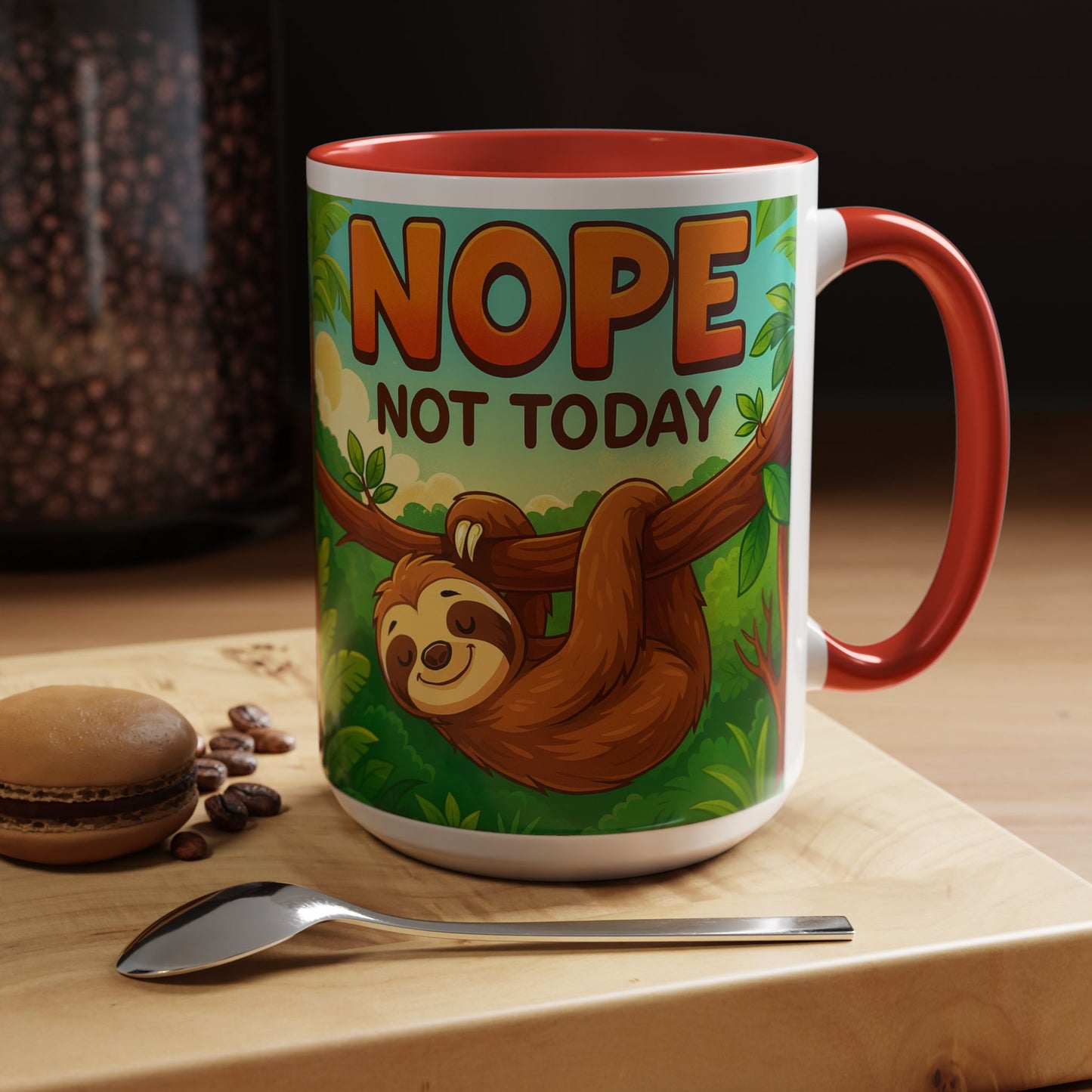 Sloth Nope Not Today-Themed Coffee Mug, Humorous Accent Mug for Animal Lovers, Perfect for Birthdays