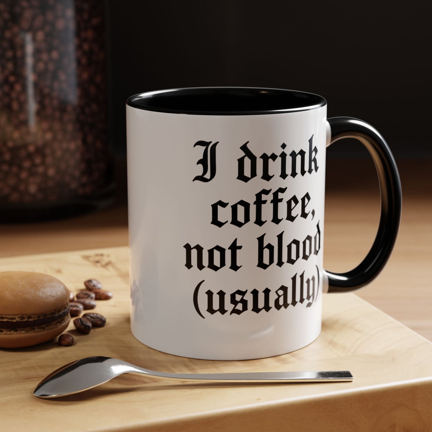 I Drink Coffee Not Blood (Usually), Funny Gift for Coffee Lovers, Black Accent Mug, Unique Kitchen Decor, [...]