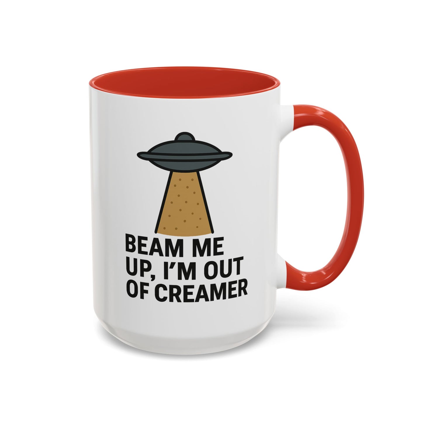 Funny Space-Themed Coffee Mug, Humorous Gift for Coffee Lovers, Out of Creamer, Alien Design, Quirky Kitchenware