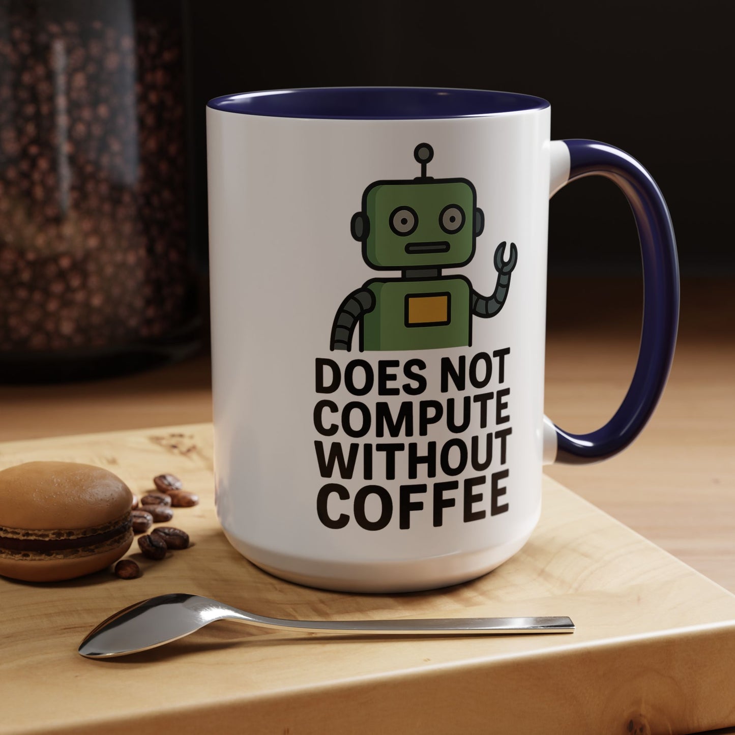 Funny Robot Coffee Mug | Does Not Compute Without Coffee | Gift for Tech Lovers, Office Humor, Geeky Kitchen Decor