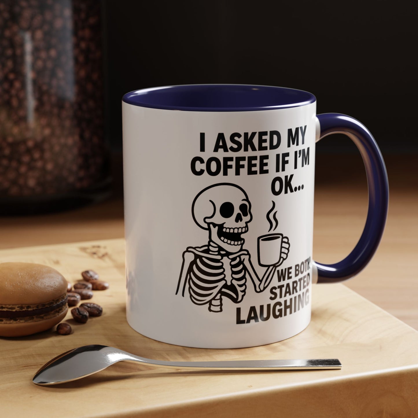 Funny Skeleton Coffee Mug, Halloween Gift, Cute Skeleton Amor, Office Mug, Day of the Dead Coffee Cup