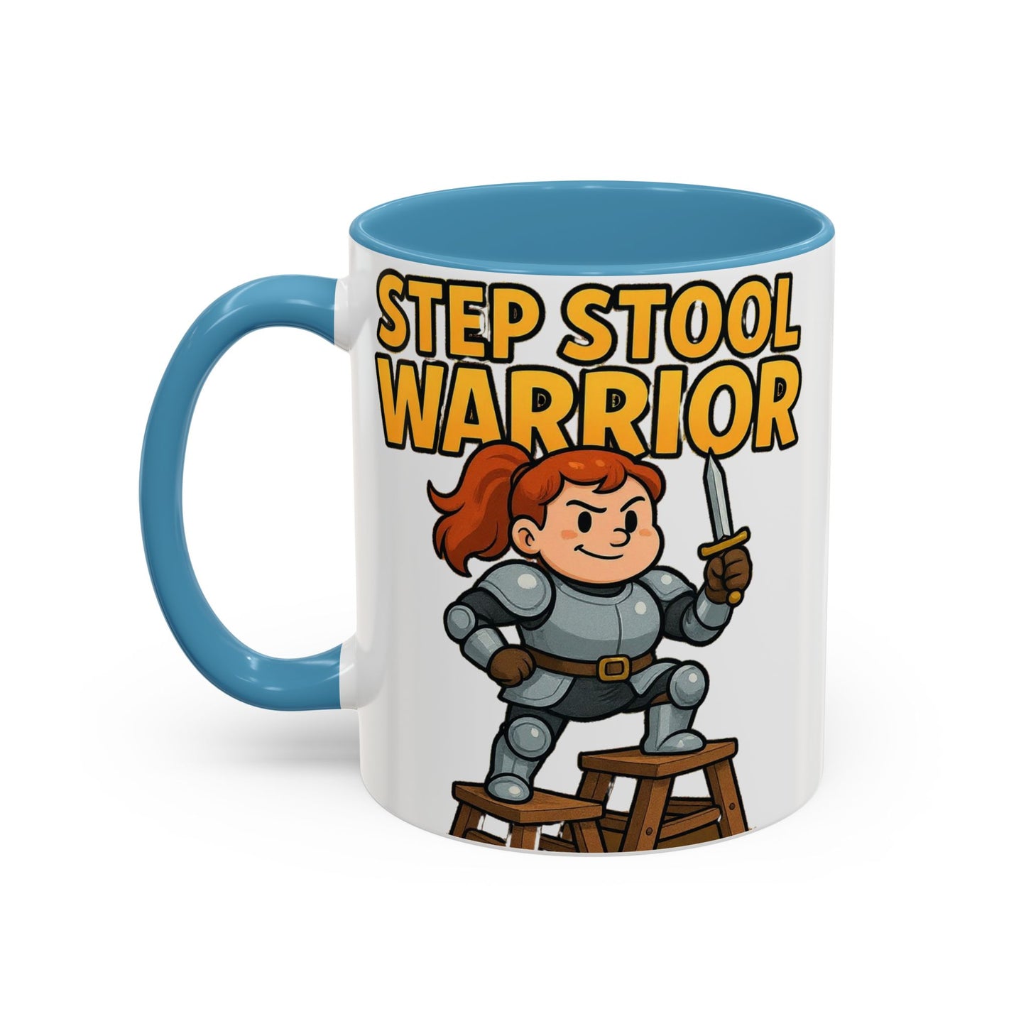 Step Stool Warrior Coffee Mug - Fun Gift for Kids, Unique Kitchenware, Playful Drinkware, Parenting Humor, Kids' Motivation