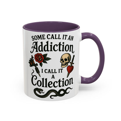 Tattoo Addiction Coffee Mug - Unique Gift, Skulls & Roses Design, Perfect for Collectors, Gothic Decor