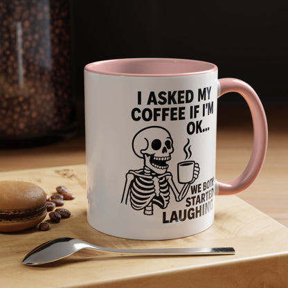 Funny Skeleton Coffee Mug, Halloween Gift, Cute Skeleton Amor, Office Mug, Day of the Dead Coffee Cup