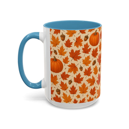 Autumn Leaves Coffee Mug, Pumpkin Mug, Fall Decor, Seasonal Gift, Nature Lover Mug, Cozy Kitchenware