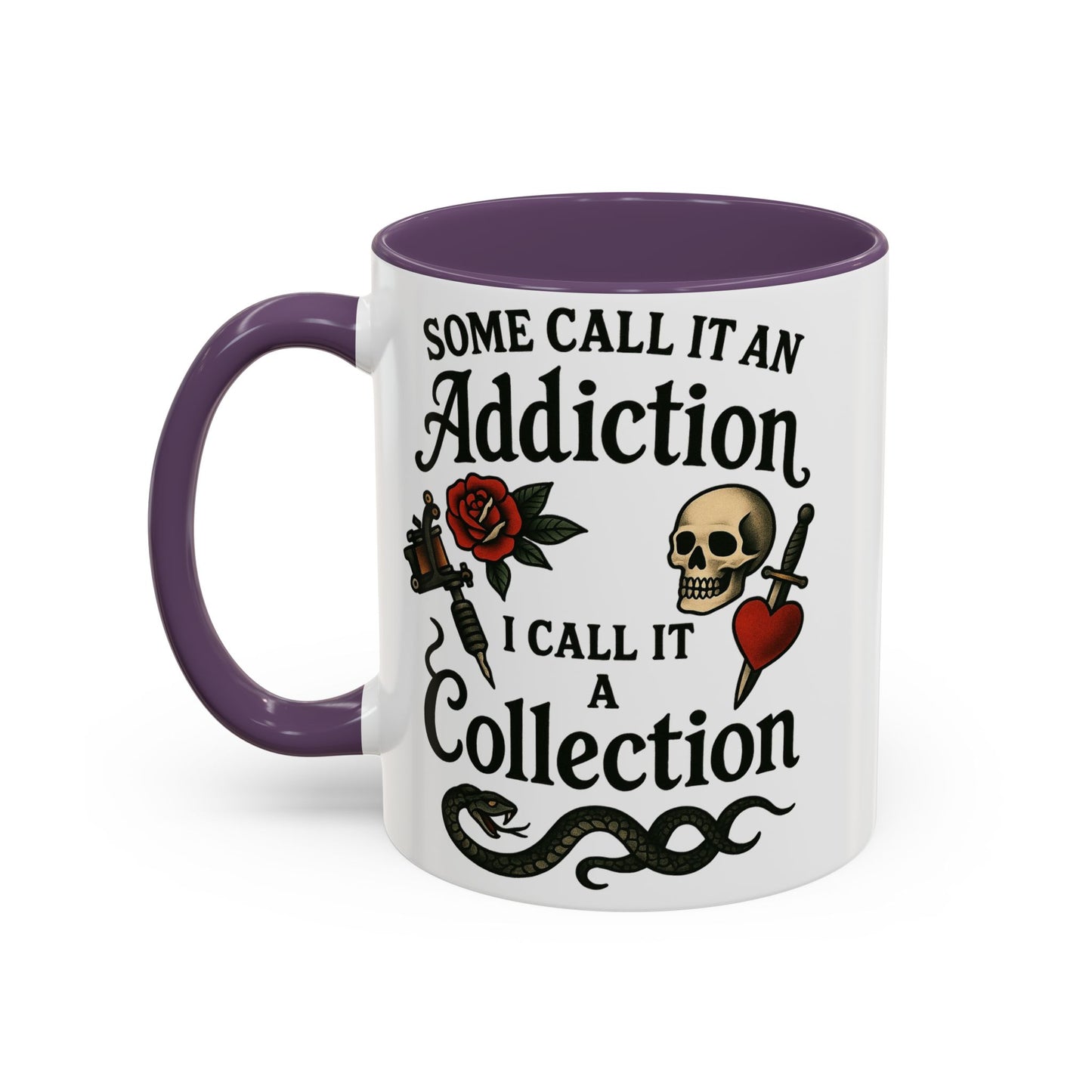 Tattoo Addiction Coffee Mug - Unique Gift, Skulls & Roses Design, Perfect for Collectors, Gothic Decor