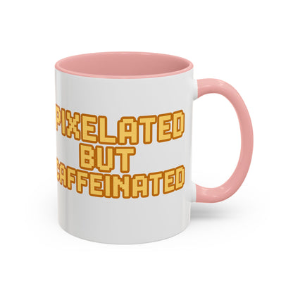Pixelated Caffeinated Coffee Mug | Gamer Gift, Cute Coffee Cup, Retro Style Mug, Unique Gift for Him/Her, Home Office Decor