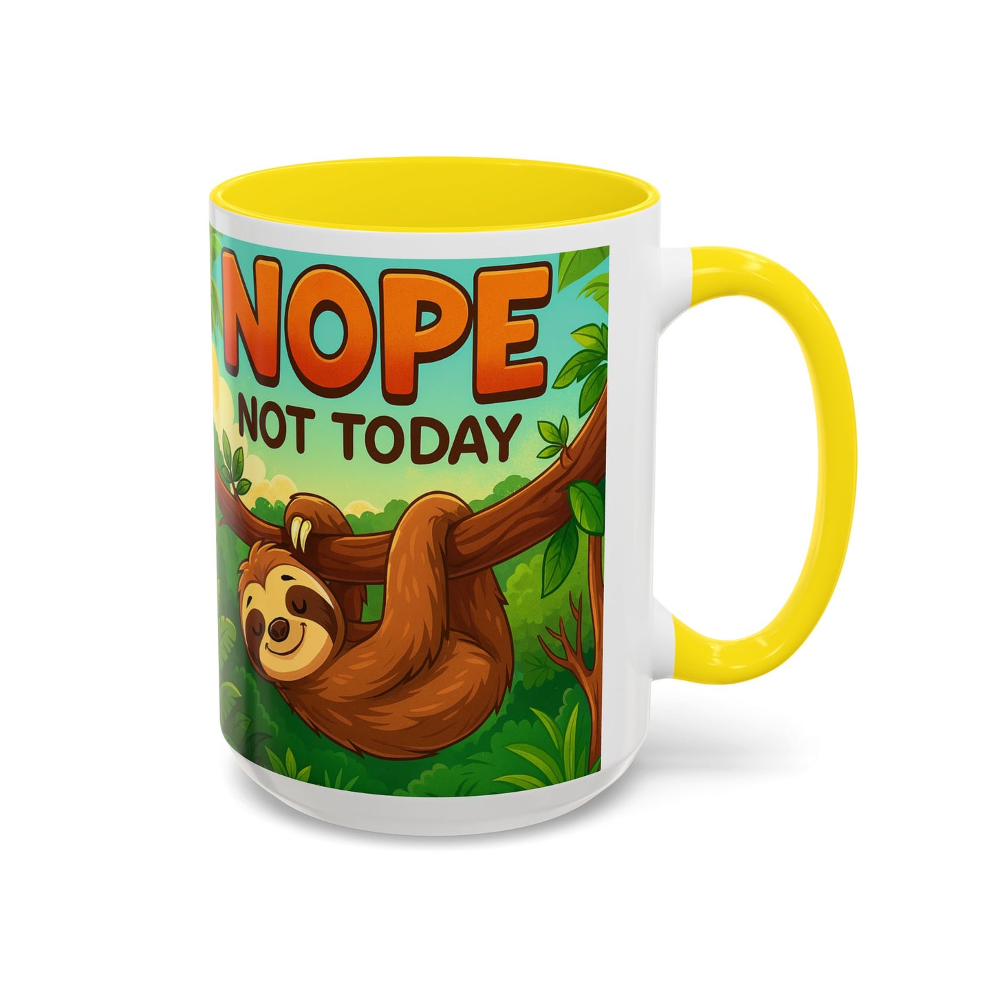 Sloth Nope Not Today-Themed Coffee Mug, Humorous Accent Mug for Animal Lovers, Perfect for Birthdays