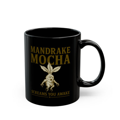 Mandrake Mocha Mug, Coffee Lover Gift, Black Mug for Halloween, Unique Drinkware, Funny Kitchen Decor
