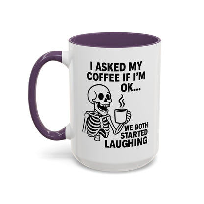 Funny Skeleton Coffee Mug, Halloween Gift, Cute Skeleton Amor, Office Mug, Day of the Dead Coffee Cup