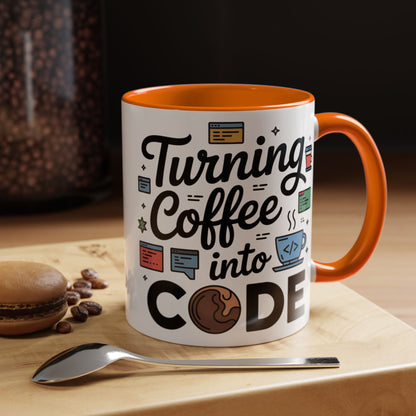 Turning Coffee into Code Mug, Programmer Gift, Coffee Lovers Cup, Tech Humor, Office Decor, Geeky Coffee Mug