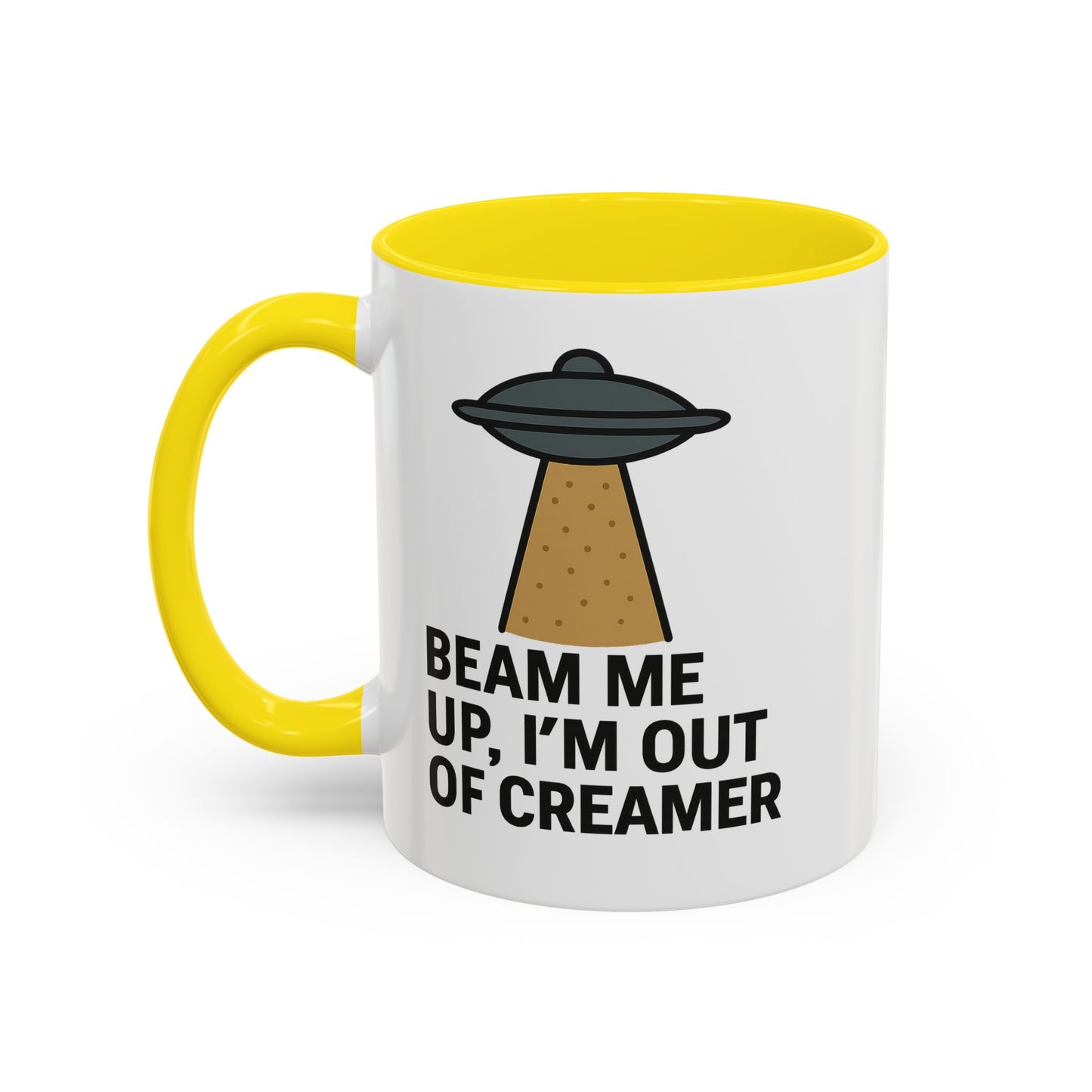 Funny Space-Themed Coffee Mug, Humorous Gift for Coffee Lovers, Out of Creamer, Alien Design, Quirky Kitchenware